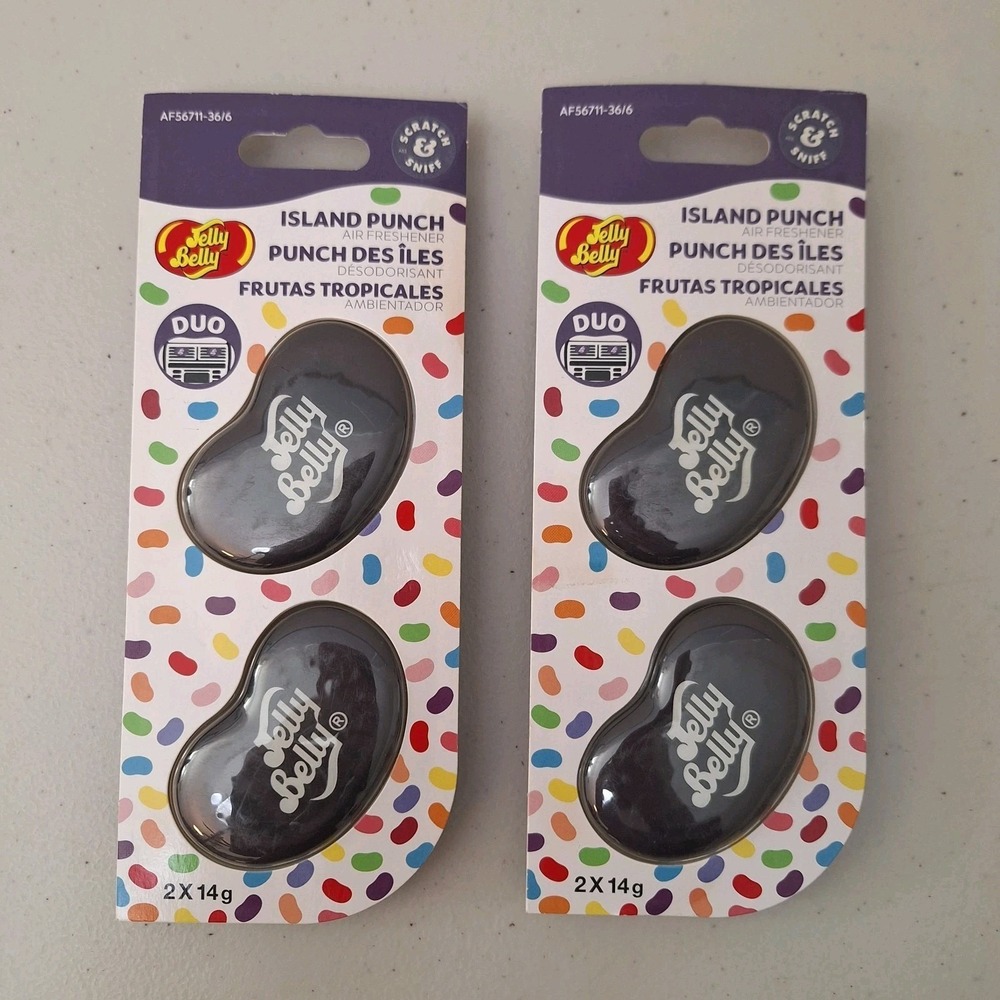 2 Packs Jelly Belly ISLAND PUNCH Scratch & Sniff Car Vent Air Fresheners